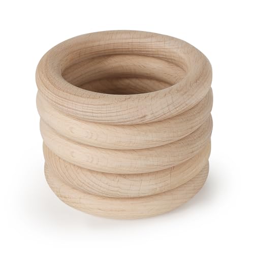 10pcs Natural Beech Wood Rings for DIY Crafts - 4 Inch