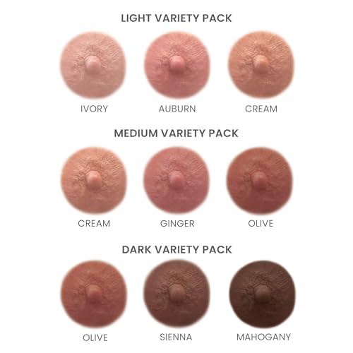TataTattoos Realistic Nipple & Areola Tattoos - Light Shades Variety Pack, Medium