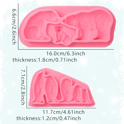 2-Pack Polar Bear & Penguin Silicone Molds for Cake Decoration