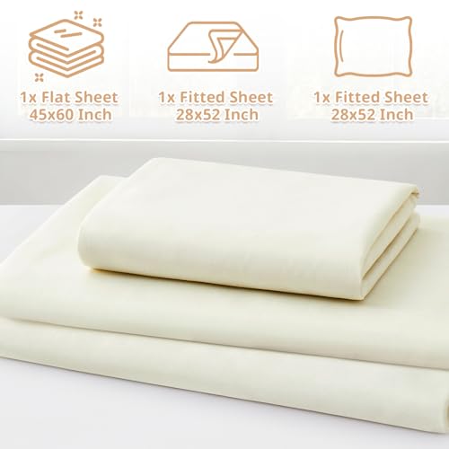 Yvrcen 3-Piece Ivory Toddler Sheet Set - Soft Microfiber Bedding
