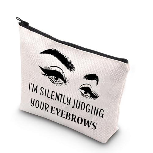 Funny Makeup Artist Gift - Judging Your Eyebrows Canvas Makeup Bag