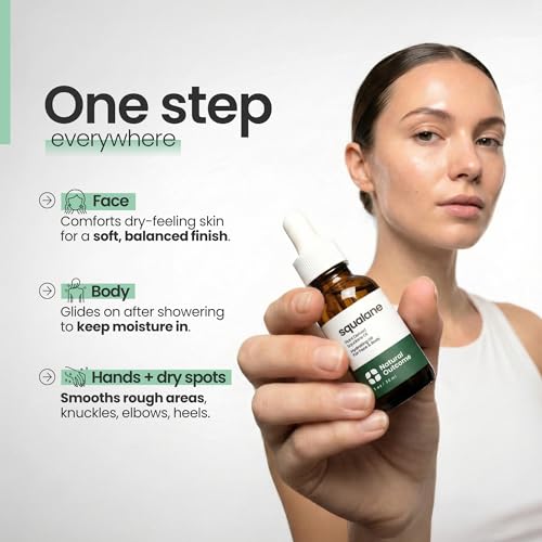 Natural Outcome Squalane Oil - 100% Plant-Derived Moisturizer for Face, Body, Hair & Lips - 1 oz