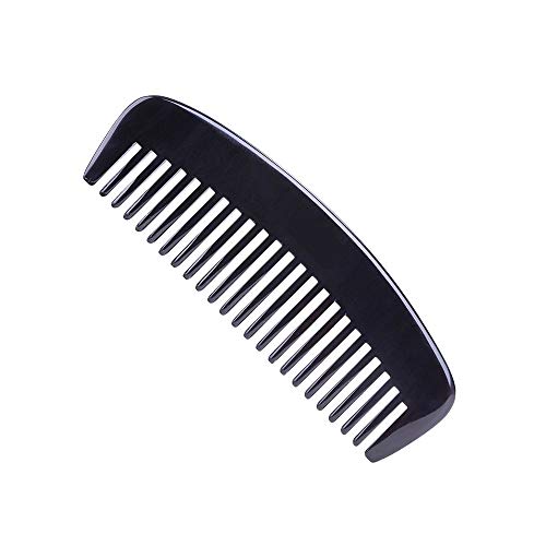 Liasun Handmade Natural Ox Horn Wide Tooth Hair Comb 1 Pack - Anti-Static & Tangle-Free