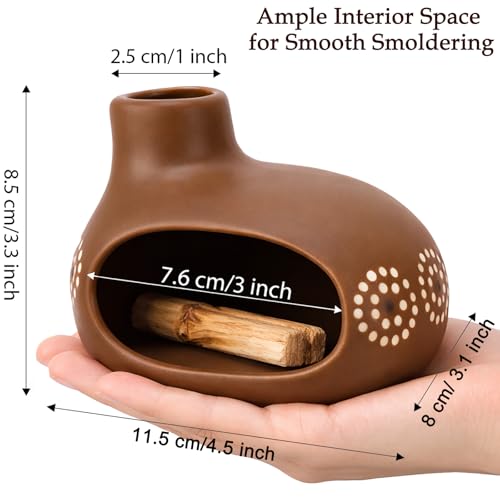 Ceramic Palo Santo Holder with Chimney for Controlled Burning