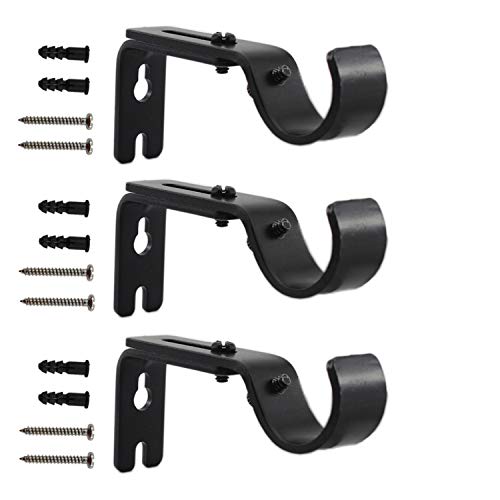 Heavy Duty Adjustable Curtain Rod Brackets - 3 Pack for 1-Inch Rods