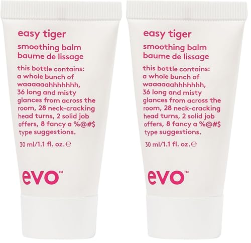evo Easy Tiger Smoothing Hair Balm 1.1 Fl Oz (Pack of 2) - Reduces Frizz & Controls Flyaways