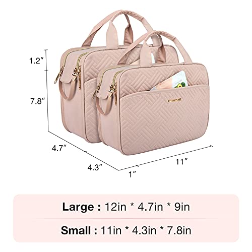 BAGSMART Medium Pink Toiletry Bag for Women - Water-resistant