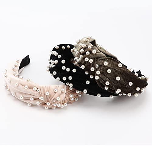 DRESHOW 8 Pack Wide Turban Headbands - Ribbing, Pearl, Leopard Print