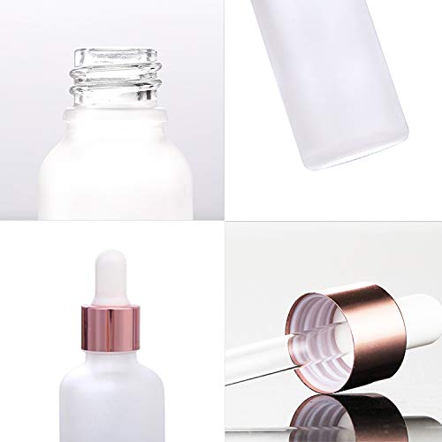 12-Pack 30ml Frosted Glass Dropper Bottles with Rose Gold Caps