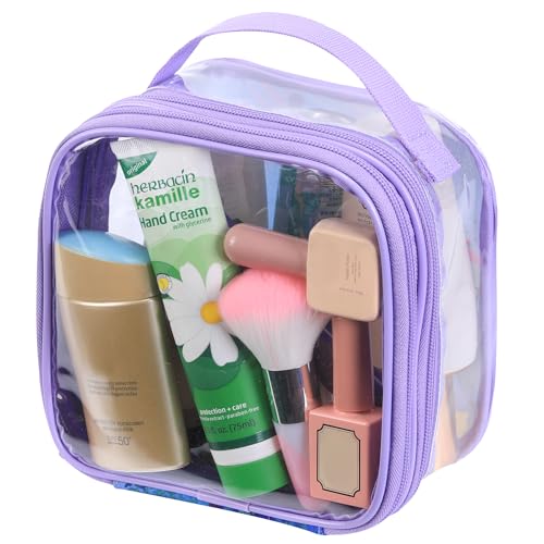 BORMELUN TSA Approved Clear Toiletry Bag Purple S Travel Organizer with Handle