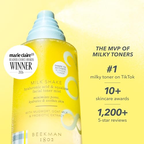 Beekman 1802 Milk Shake Hydrating Face Mist Mini - 2 fl oz | Alcohol-Free Toner & Setting Spray with Hyaluronic Acid