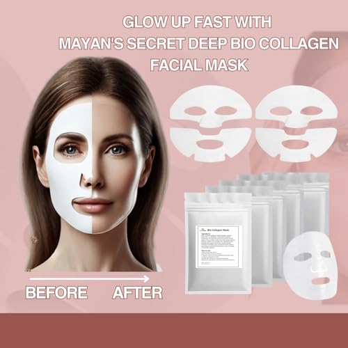 Mayan's Secret Deep Collagen Anti-Wrinkle Face Mask – Hydrating Hydrogel Sheets, 5 Pack