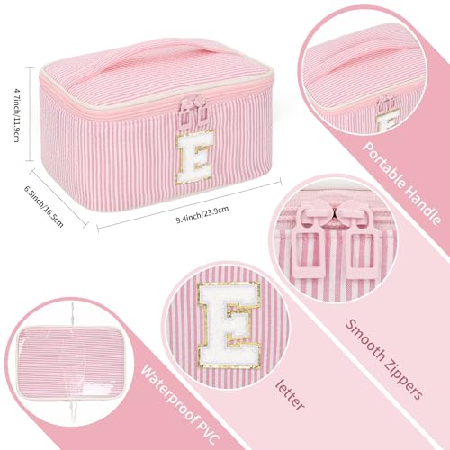 OCHEAL Pink Monogram Makeup Bag for Women Travel Cosmetic Organizer