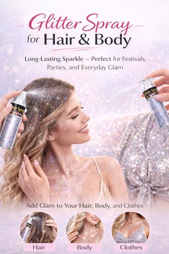 Sovano Glint Rainbow Hair & Body Glitter Dry Powder Spray (10g Glitter) 25g Bottle