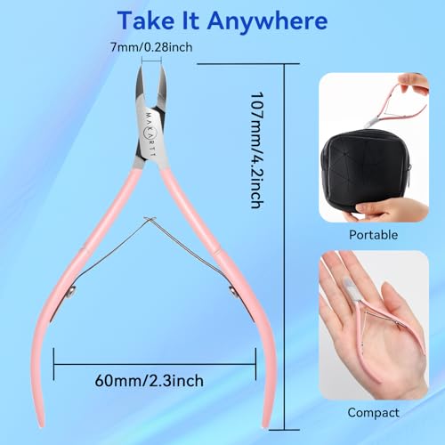 Makartt Pink Cuticle Nipper 7mm 2-Pack Pink Ergonomic Full-Jaw - Pink Cuticle Nippers 2 Pack