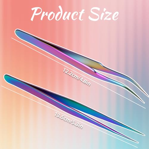 2PCS Precision Eyelash Extension Tweezers Set - Stainless Steel
