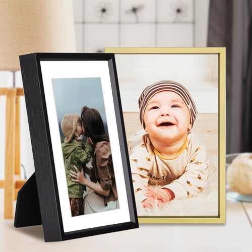 BKABOT 4x5 Brass Aluminum Photo Frame with HD Glass