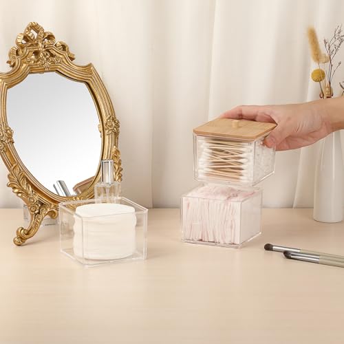 Hipiwe 3-Tier Acrylic Cotton Swab Organizer with Lid - Clear Storage Box
