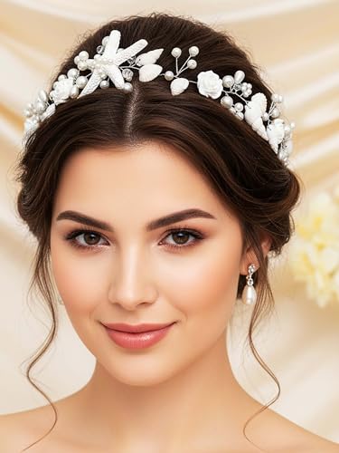 Woeoe Starfish Seashell Bridal Headband for Beach Wedding Hair