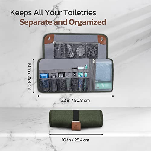 Water-Resistant Toiletry Bag for Men - Army Green Compact Organizer