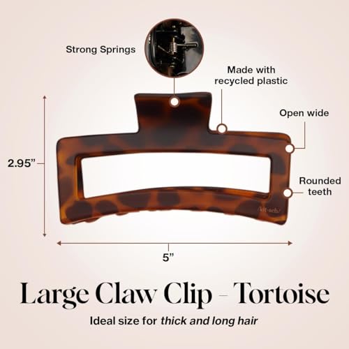 Assorted Tortoise & Black Hair Clips Set for Women - 3 Pcs, Rectangle Variation