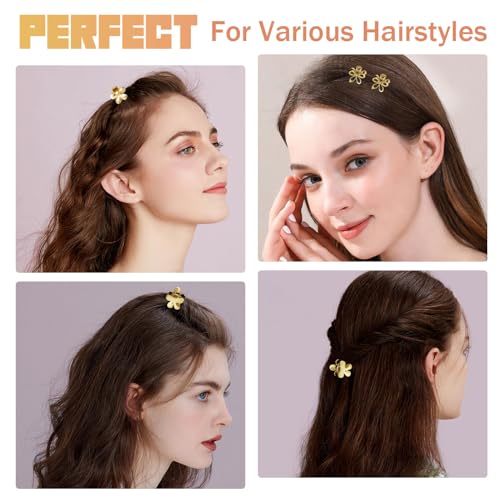CWJCYTNSN Gold Flower Claw Hair Clips 12Pcs 0.6" Mini Nonslip for Thick or Fine Hair - Variation: Gold flower