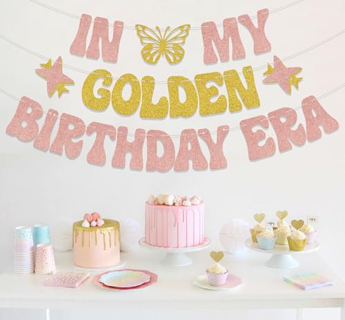 In My Golden Birthday Era Banner - Rose Gold Glitter Party Decoration