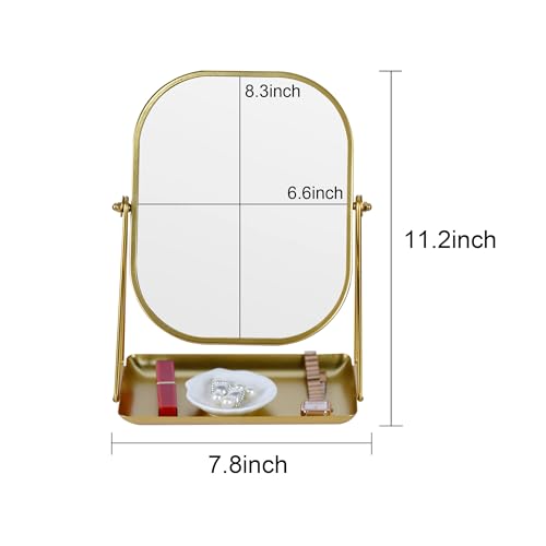 Tstarer Gold 360° Rotating Makeup Mirror with Storage