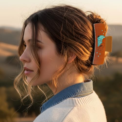8 Stylish Western Leather Hair Claw Clips - Cow Print Design