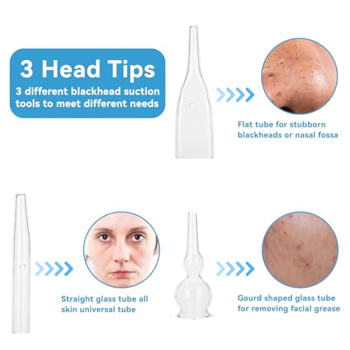 Blackhead Removal Glass Tube Kit - 3 Pcs Facial Pore Vacuum Tools