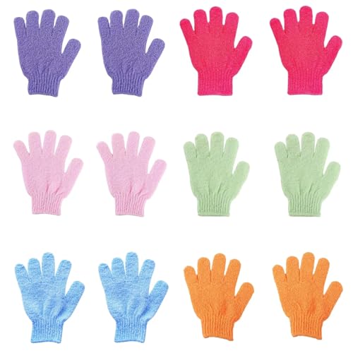 12 Pack Exfoliating Bath Gloves - Deep Scrub Shower Mitts
