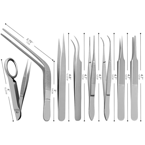 8-Piece Stainless Steel Splinter Forceps Set with Magnifying Glass