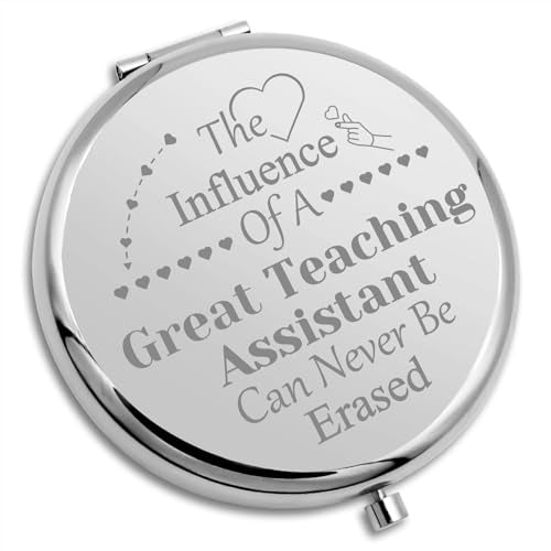 Gevody Silver Teacher Assistant Makeup Mirror - Appreciation Gift for Women