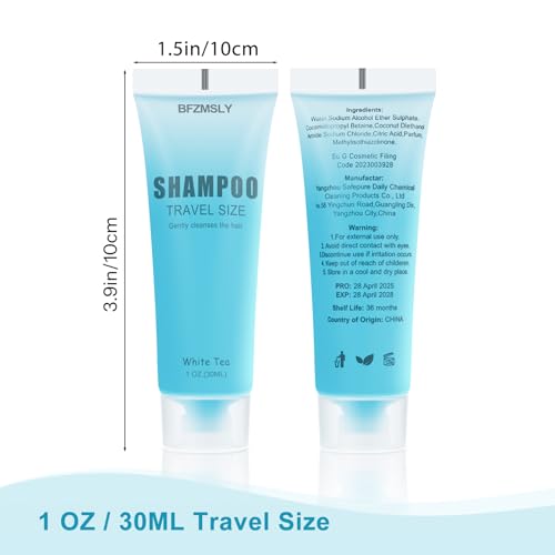 30 Pack Travel Size Shampoo, 1 oz White Tea Scent for Guests & Hospitality