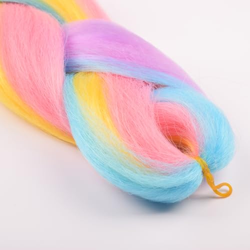 BACANA Ombre Rainbow Braiding Hair Mix Candy Colors 24 Inches Synthetic Extensions