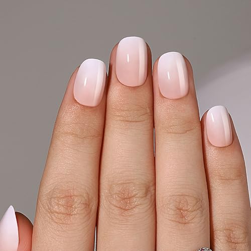 Short Square Soft Gel Press On Nails - Ombre Reusable Nail Kit (32 Pcs)