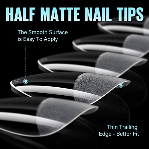 TOMICCA Medium Almond Nail Tips - 192 Pcs Acrylic Gel Tips