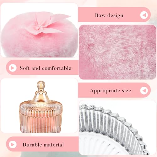 Tioncy 4 Pcs Body Powder Puff & Clear Amber Container Set - Simple Design