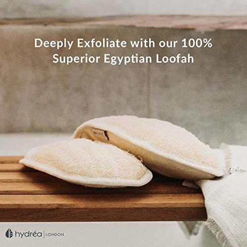 Hydrea London Organic Egyptian Exfoliating Loofah & Face Mitt - Body Scrubber for Men & Women