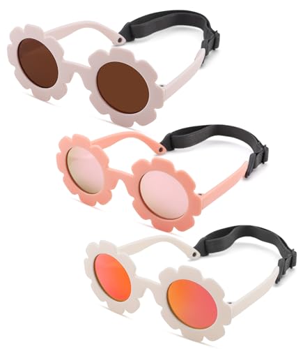NULOOQ Polarized Baby Sunglasses with Strap, Flexible Unbreakable TPE Frame