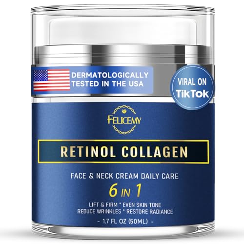 Felicemy 6-in-1 Men’s Face Moisturizer with Retinol, Collagen & Hyaluronic Acid - 1.7 Fl Oz