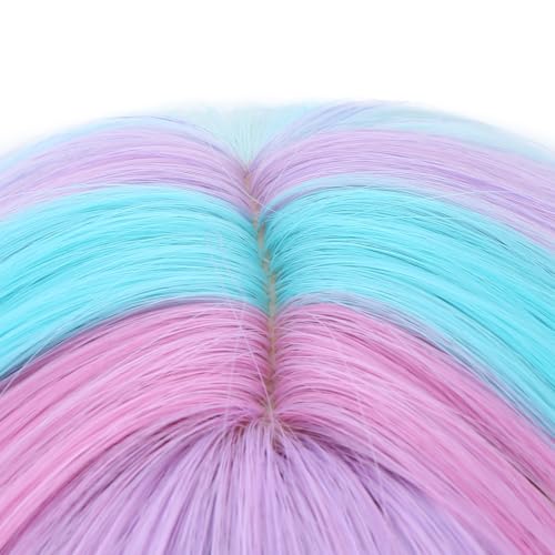 PATTNIUM Kids Rainbow Wavy Wig with Bangs - Heat Resistant Synthetic