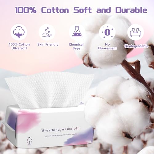 LRCXL 400 Count Disposable Face Towels - Soft Cotton Dry Wipes for Makeup Removal & Cleansing