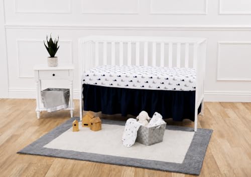 Cotton Fitted Crib Sheet 52x28" - Navy Whale | Soft, Breathable, Hypoallergenic
