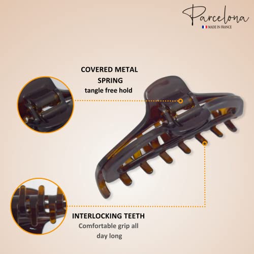 Parcelona French Small Tortoise Shell & Black Jaw Hair Claw Clips (2 Pack)