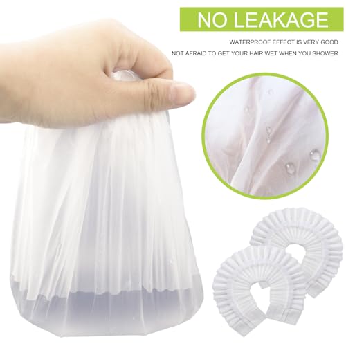 Disposable Waterproof Shower Caps 100 Pcs Biodegradable Hair Cover for Spa Travel