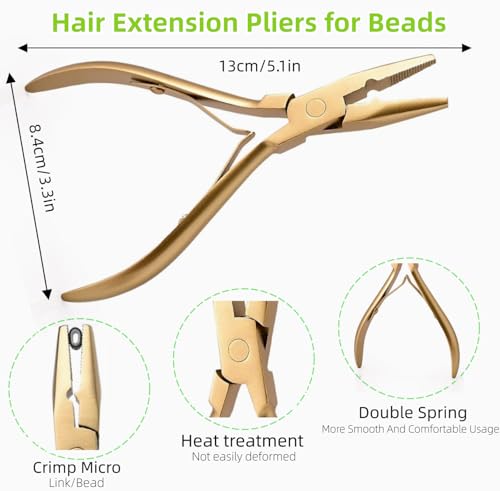 Hair Extension Tools Kit with Micro Bead Pliers, Hook and Loop Needle Set