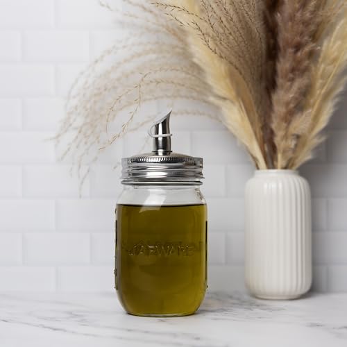 Jarware Mason Jar Oil Dispenser with Stainless Steel Spout - 16oz