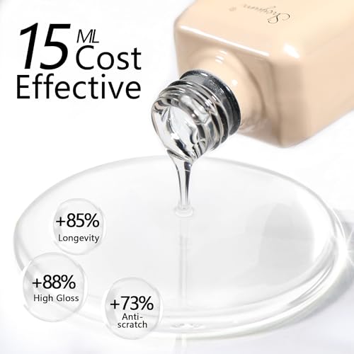 SHOYUM 15ml Gel Base and No Wipe Top Coat Set - Long Lasting Nail Manicure