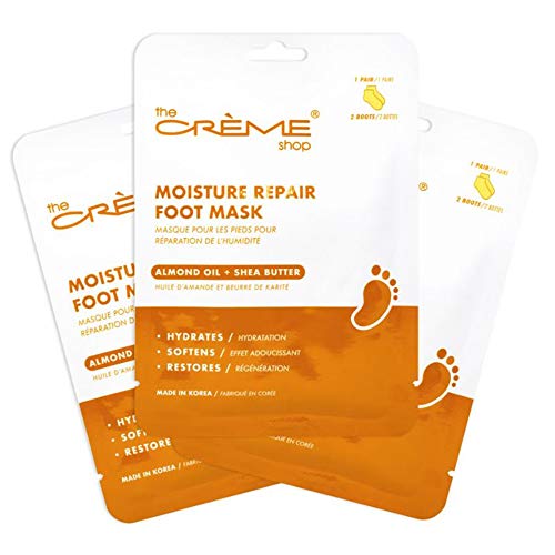 The Crème Shop Moisturizing Foot Mask Socks with Almond Oil & Shea Butter - Pack of 3